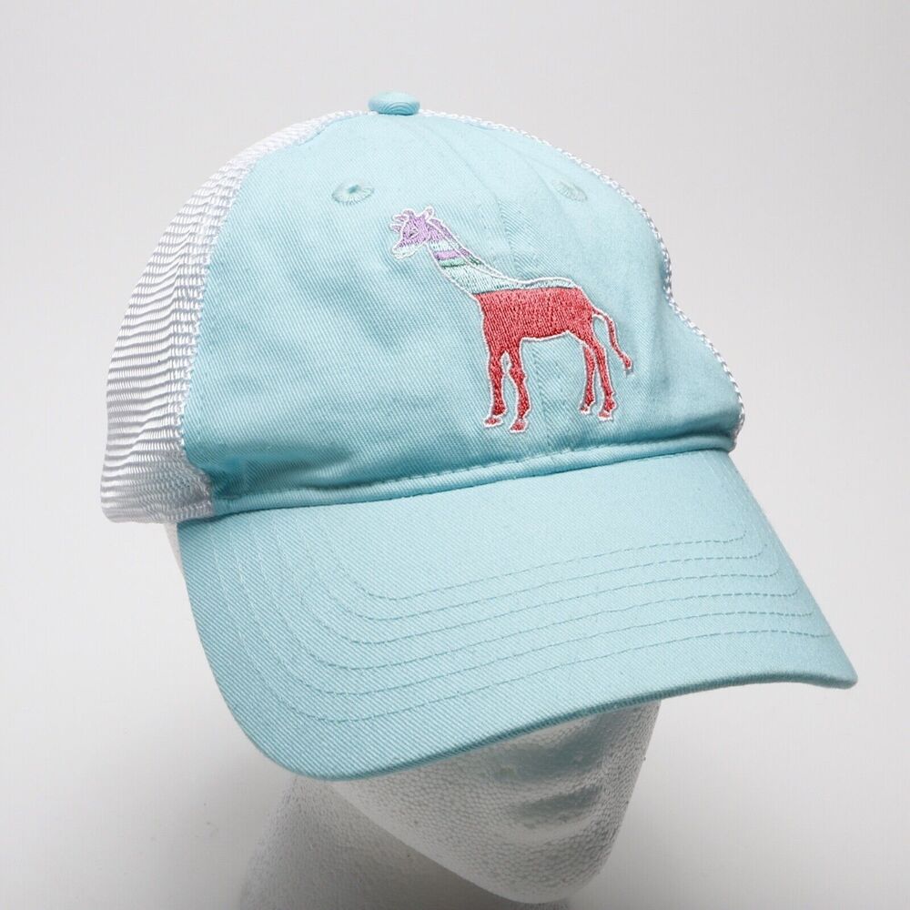 Nashville Zoo Embroidered Giraffe Snapback Mesh Trucker Hat Light Blue Jacobson